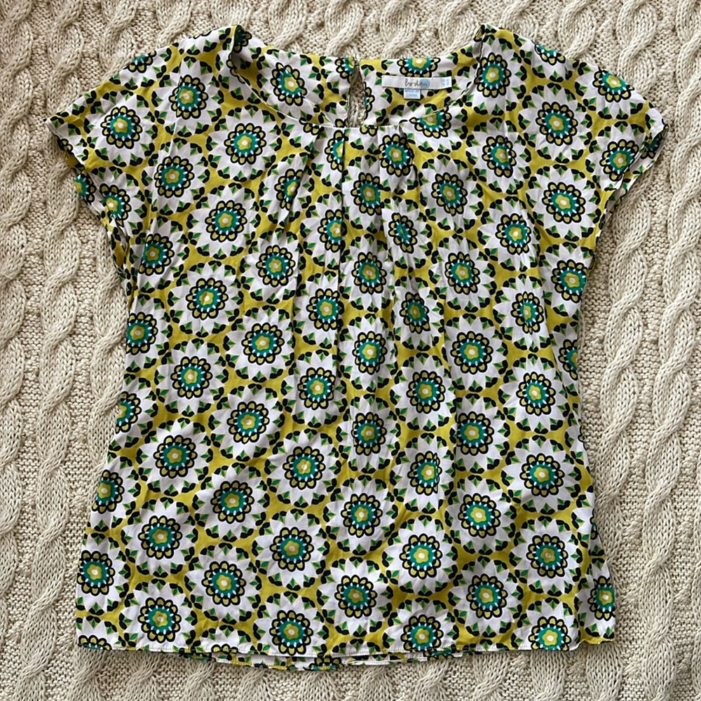 Boden pleated neck silk/viscose blend blouse